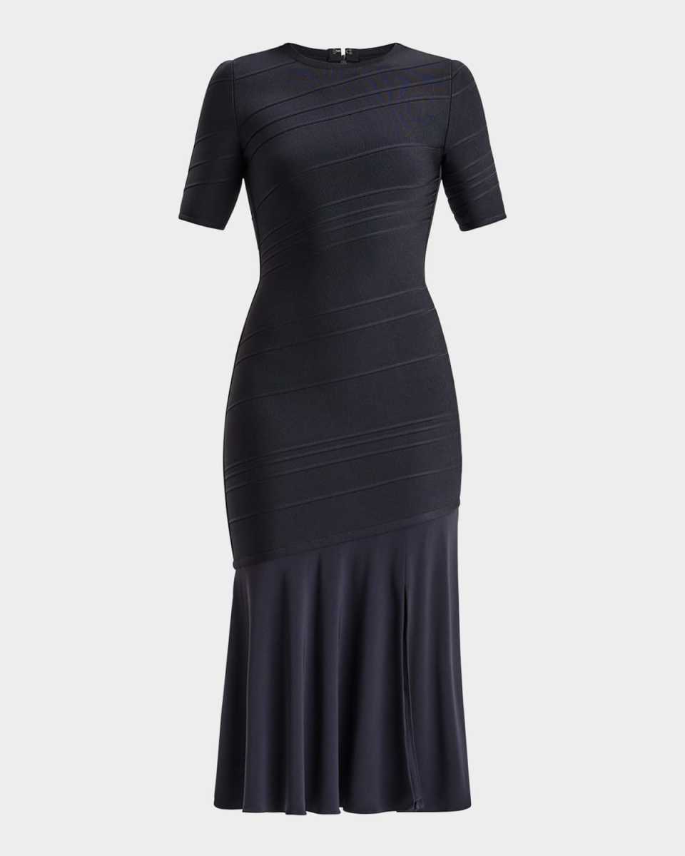 Isabel Bandage Flounce-Hem Midi Dress